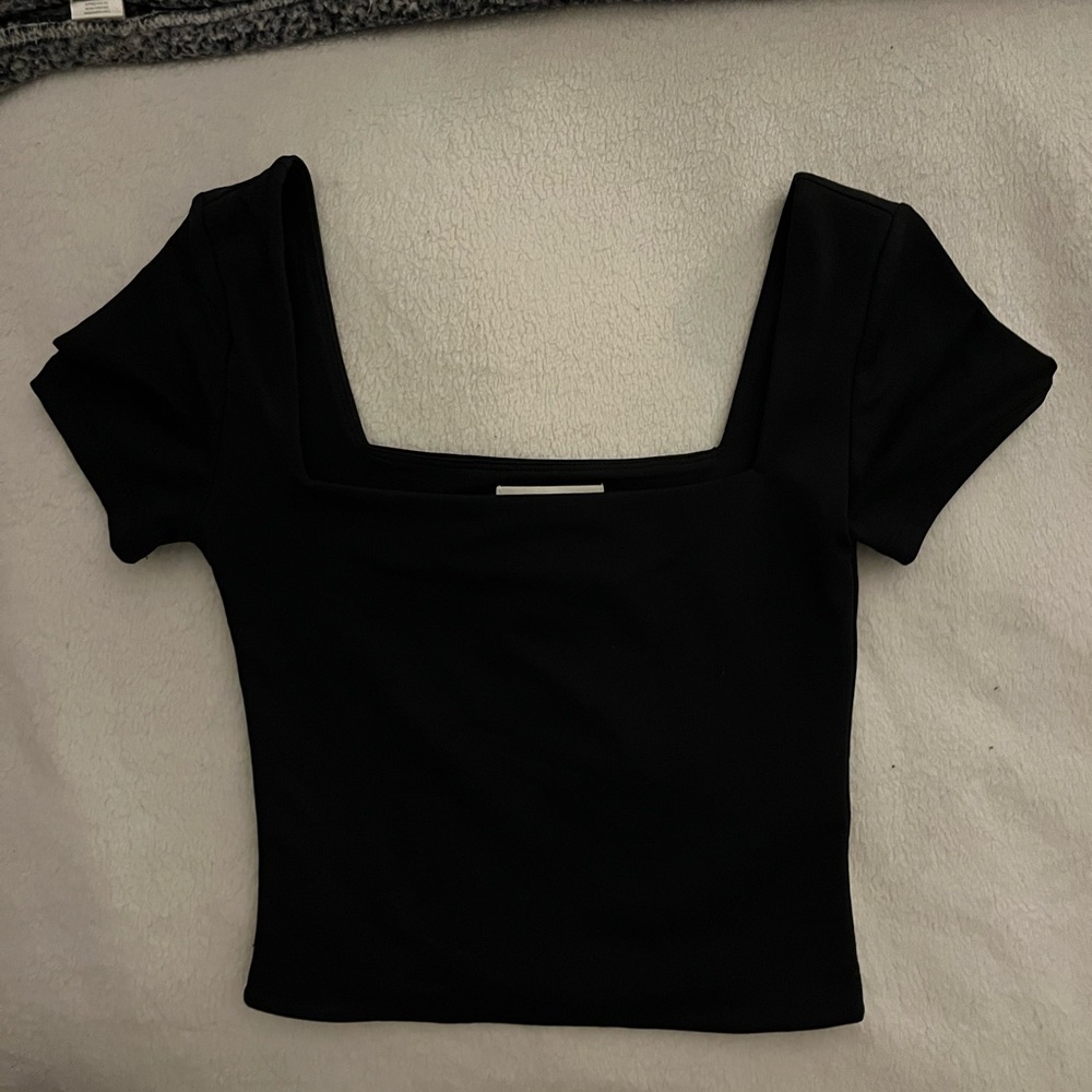 Aritzia Babaton Black Square Neck Top